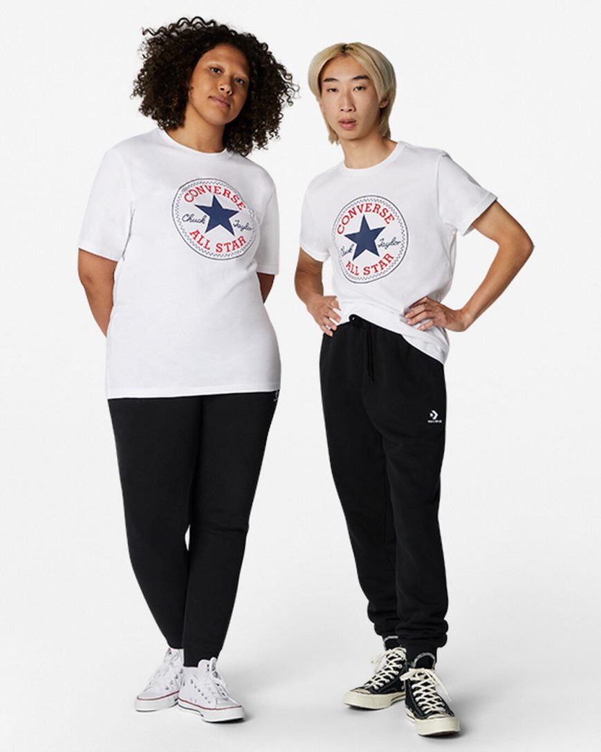 Dámské T-Shirts Converse Go-To Chuck Taylor Classic Patch Standard Fit Bílé | CZ AMJW59